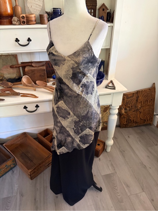 Algo Dresses & Skirts - Algo Sleeveless Black Gray Gold & Silver Patterned Slip Dress
